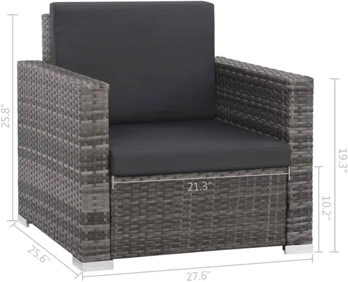 Miniatura 9 de Ensemble de Salon de Jardin Modulaire 12 Pièces Gris y Rotin Synthétique PE Résistant aux Intempéries Pour Terrasse, Balcon et Jardin con Coussins