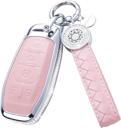Miniatura 12 de Funda para Llave Honda con Llavero, Carcasa Protectora de Cuero Genuino Rosa con Cristales Compatible con Honda Accord Civic CRV Pilot Odyssey 2022