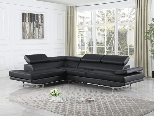 BlackJack Furniture Union Modern - Sofá modular de piel sintética con reposacabezas ajustables, diván orientado hacia la izquierda, elegante asiento