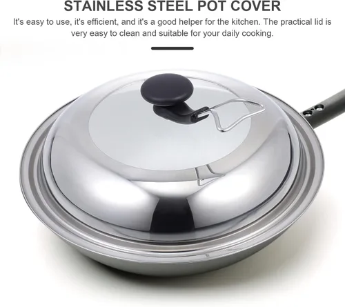 Miniatura 7 de Operitacx Tapa de olla de acero inoxidable Cubierta de wok de acero inoxidable Cubierta universal para ollas Utensilios de cocina Tapa de cocina
