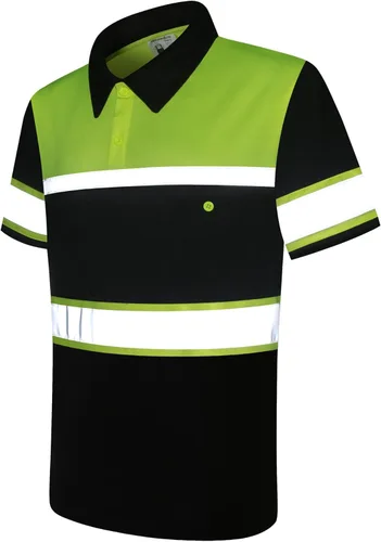 Miniatura 4 de Camisas de seguridad HoliSecure para hombre, camisas polo reflectantes de alta visibilidad para hombre con bolsillo, ropa de trabajo de manga corta