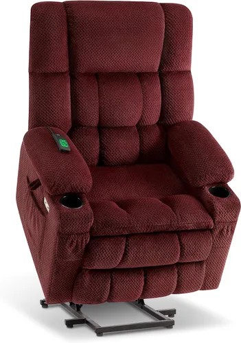 Miniatura 15 de MCombo 7893 - Silla reclinable pequeña de doble motor para ancianos pequeños, silla elevadora de gravedad cero con calor y masaje, posición Beige