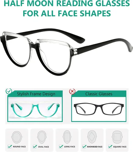 Miniatura 4 de Eyekepper Gafas para Mujeres Lectura - Señoras Media Luna Diseño Lectores - Transparente/Rojo +2.50, Transparente/Rojo