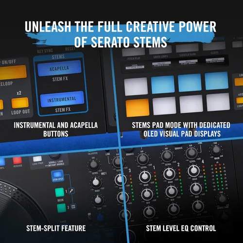 Miniatura 2 de Controlador DJ Rane FOUR Stems con 4 Decks, Ruedas Jog de 8.5" con Pantallas, Mezclador con FX Interno, Serato DJ Pro y Pitch 'n Time Incluidos