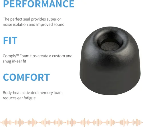 Miniatura 3 de Comply TWR-200-B Puntas de repuesto de espuma viscoelástica para Bang & Olufsen EX, Beats Solo Buds, Devialet Gemini y más Máxima comodidad