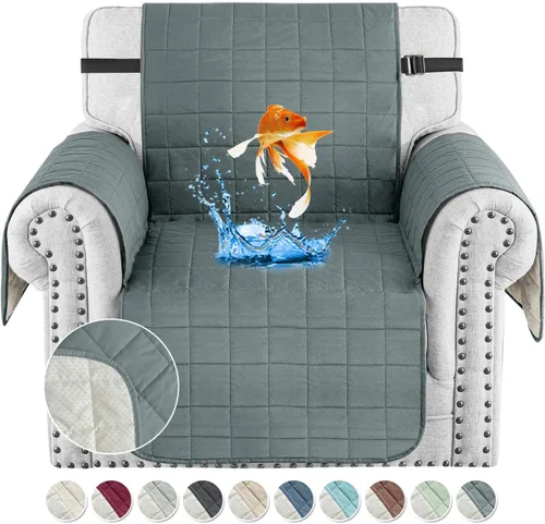 Miniatura 23 de MAXIJIN Fundas impermeables para sofá de 3 cojines, aptas para mascotas, fundas acolchadas para sofá de 69 pulgadas, lavables, protector de sofá