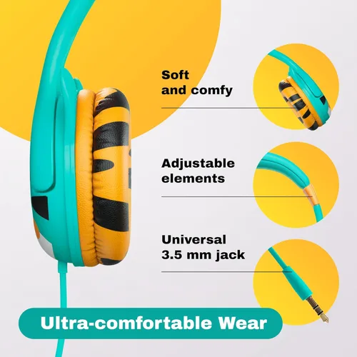 Miniatura 4 de Auriculares con cable Kidrox para niños pequeños de 1 a 7 años — Auriculares para bebés con volumen limitado de 85 dB para viajes en avión y Turquesa