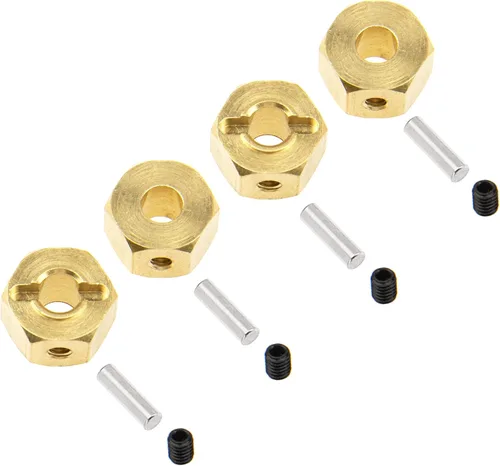 Miniatura 2 de Adaptador de cubo hexagonal de latón de 0.472 in con pasadores de contrapeso compatible con Axial SCX10 90046 Tamiya CC01 D90 Redcat Gen7 1/10 RC