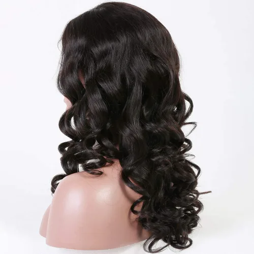 Miniatura 5 de premier Pelucas de cabello humano con encaje frontal de seda, nudos blanqueados, prearrancados, cabello humano brasileño suelto, ondulado, peluca