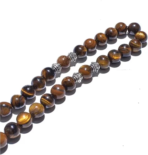 Miniatura 7 de Pulsera de 33 cuentas de oración con 33 cuentas de oración para hombres y mujeres, color ónix negro y amarillo (ojo de tigre de 0.394in)