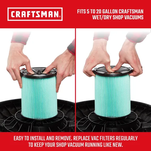 Miniatura 3 de CRAFTSMAN CMXZVBE38753 Filtro de repuesto HEPA Media Wet/Dry Vac para aspiradoras de tienda de 5 a 20 galones