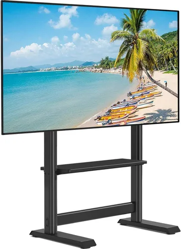 TVON Soporte de TV de suelo resistente para televisores grandes de 55 a 100 pulgadas de hasta 150 libras, soporte de TV alto universal con soporte,