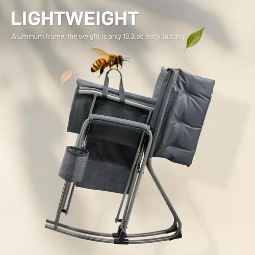 Miniatura 3 de EVER ADVANCED Silla mecedora ligera y plegable para campamento, silla mecedora portátil acolchada para patio, césped y exteriores, sillón duro