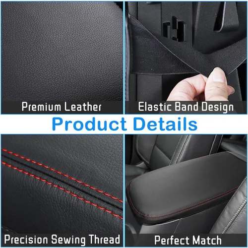 Miniatura 2 de QianBao Compatible con Chevrolet Equinox 2018-2023 /GMC Terrain 2017-2023, caja de reposabrazos de cuero, funda de consola central, línea roja