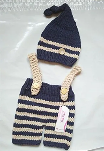 Miniatura 2 de Accesorios de fotografía para recién nacidos, trajes de punto para bebé, niño, niña, sombrero de ganchillo, pantalones, accesorios para sesión