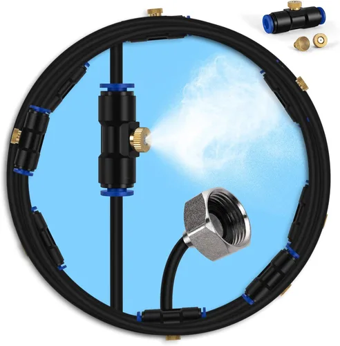 Miniatura 11 de lifeegrn Sistema de enfriamiento por nebulización: sistema de nebulización al aire libre para patio, línea de nebulización de 20 pies+5 boquillas
