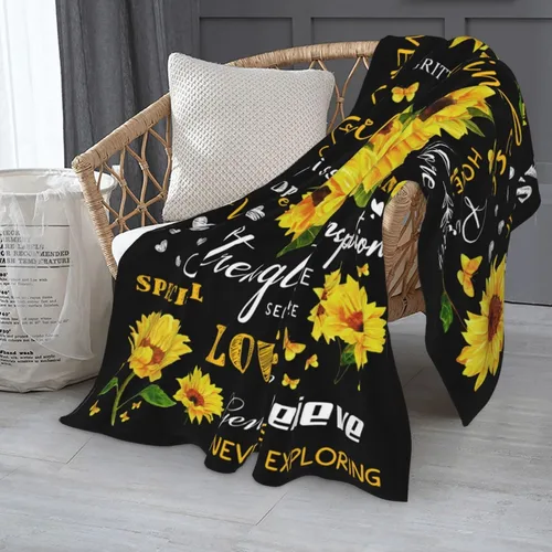 Miniatura 4 de Regalos de girasol para mujer, manta curativa positiva de girasol, cumpleaños para mujeres y mamá, mantas de franela suave con girasoles decorativos