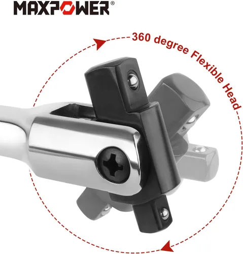 Miniatura 4 de MAXPOWER Barra de disyuntor de 24 pulgadas de doble transmisión con mango flexible de transmisión de 3/4 de pulgada y de 1/2 de pulgada