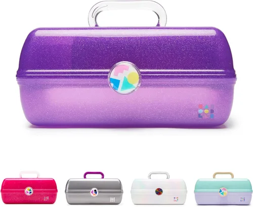 Miniatura 9 de Caboodles On-The-Go Girl - Caja de maquillaje para chicas, dos tonos violeta sobre brillo plateado, caja organizadora de maquillaje de plástico