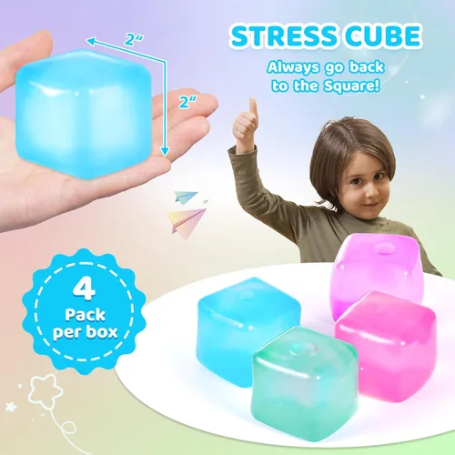 Miniatura 3 de Juguetes sensoriales esponjosos para aliviar el estrés, paquete de 4 cubos de hielo sólidos rellenos de azúcar de malta de alta densidad, artículo
