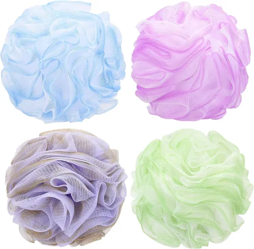 Tbestmax 4 esponjas de baño de malla, exfoliantes, para todo el cuerpo, para la ducha, 60g/unidad - 4 colores
