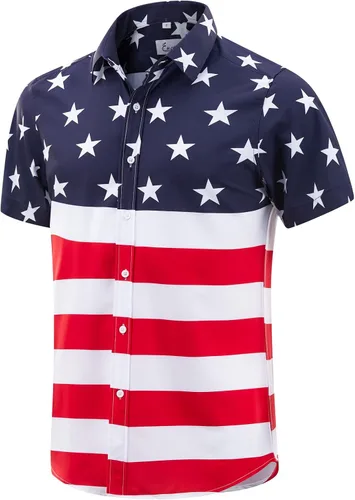 Miniatura 41 de EUOW - Camisas hawaianas para hombre de manga corta con botones, estampadas para la playa y el verano