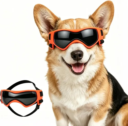 Miniatura 11 de Gafas de sol para perros de raza media, lentes de sol para perros pequeños, gafas de sol anti-UV para protección de ojos de mascotas, correas Rosa