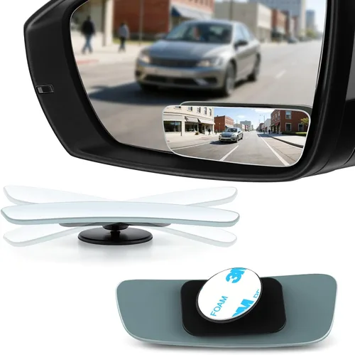 Miniatura 11 de LivTee Espejo de punto ciego para vehículo, con forma de ventilador asimétrico, vidrio HD sin marco, espejo retrovisor convexo con gran ángulo