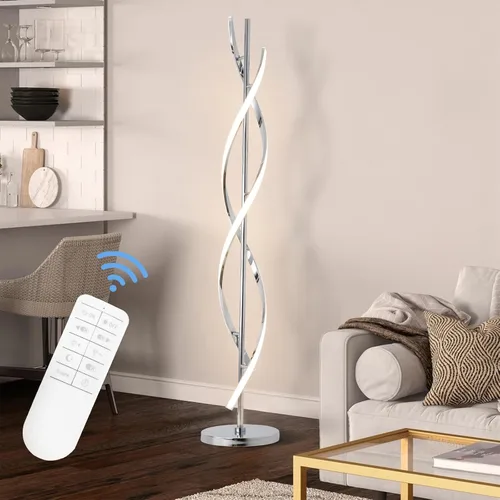 Miniatura 11 de ADISUN Lámpara de pie LED de 40 W, lámpara de pie alta en espiral con control remoto e interruptor de pie, regulable, cambio de color, moderna luz