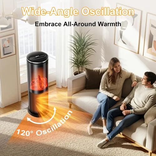 Miniatura 6 de Uthfy Calentador de espacio, 1500 W, eléctrico, portátil, de cerámica PTC, para uso en interiores, con termostato, control remoto, temporizador