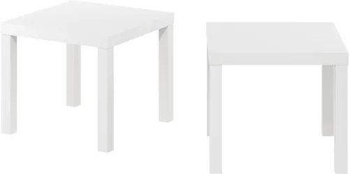 Miniatura 5 de Furinno Classic Homey - Mesa auxiliar cuadrada Parsons (2 unidades), color blanco
