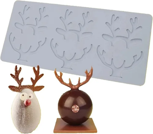 Miniatura 16 de Tapete de encaje para árbol de Navidad, molde con forma de cuernos de alce y copo de nieve, manualidades, fiesta de cumpleaños, bricolaje