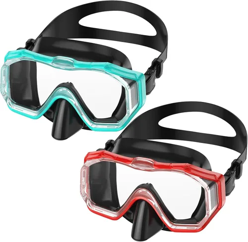 Miniatura 10 de WSTOO Adults Swim Goggles with Nose Cover to Prevent Water Inhaling, Anti-Fog Swimming Mask for Youth Men Women Negro+negro rojo