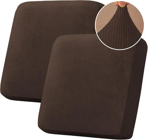 Miniatura 121 de H.VERSAILTEX - Funda de terciopelo elástica y afelpada para protección de cojines de sofá biplaza, silla o sofá, 2 piezas, tamaño grande, color gris