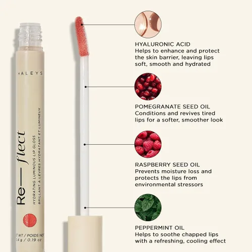 Miniatura 5 de HALEYS Brillo labial luminoso hidratante (cielos rosados), reflexiona e hidrata, nutre, no pegajoso, sin peso, sin fenoxietanol, con infusión