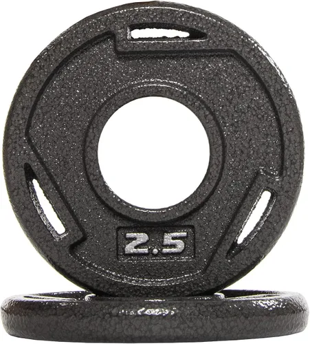 Signature Fitness Placa de peso de hierro fundido para entrenamiento de fuerza y levantamiento de pesas, olímpico o estándar, varios tamaños