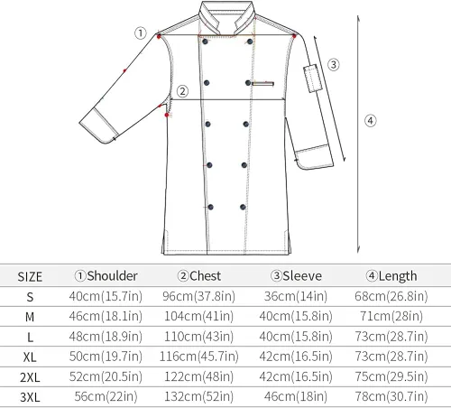 Miniatura 7 de BE THE CHEF Chaqueta de chef de manga tres cuartos con paneles de malla para restaurante, pub, cocina