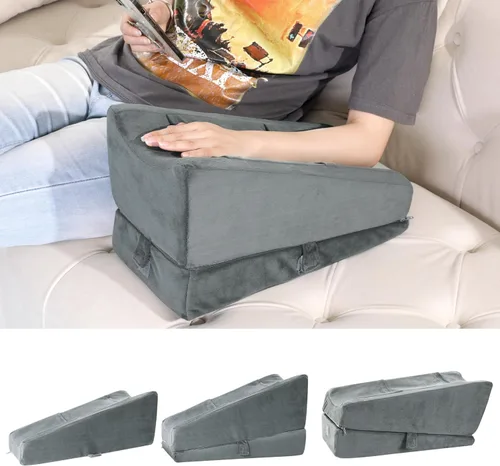 Miniatura 8 de BALAPET Almohada de elevación de brazo ajustable 2 en 1 con bolsillos, cojín ergonómico de cuña para apoyo poscirugía, almohada de refuerzo