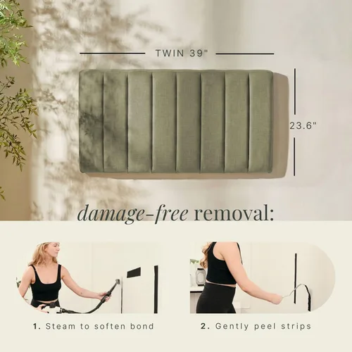 Miniatura 2 de Nestl Upholstered Twin Headboard - Easy Assemble Channel Stitched Headboard Twin Size - Wall Mounted Headboards with 3D Soundproof Wall Panels Peel
