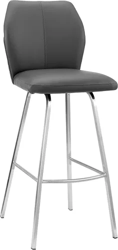 Miniatura 12 de Armen Living Taburete de cuero sintético gris Tandy y metal negro de 26 pulgadas