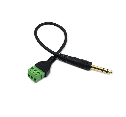 Miniatura 3 de Chapado en oro de 0.250 in 1/4 "estéreo TRS Audio Jack macho a 3 pines tornillo terminal hembra micrófono Balun convertidor sin soldadura Cable TRS