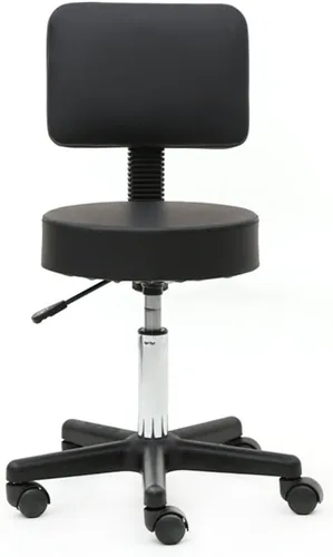 Miniatura 10 de Taburete giratorio para salón con soporte de espalda, taburete hidráulico ajustable con respaldo para masaje de belleza peluquero tatuaje
