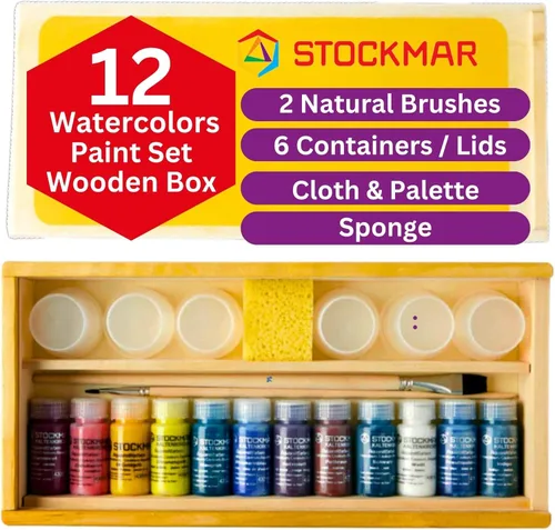 Miniatura 11 de Stockmar Pintura de acuarela, juego de 6, pintura lavable para niños, educadores en casa y estudiantes, suministros de arte Waldorf