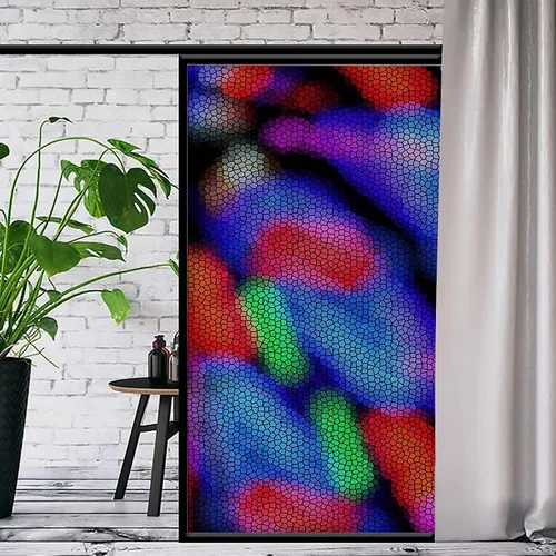 Película de vidrio colorida abstracta para ventana, lámina estática para ventana, protección solar, película de privacidad de 17.7 x 23.6 pulgadas