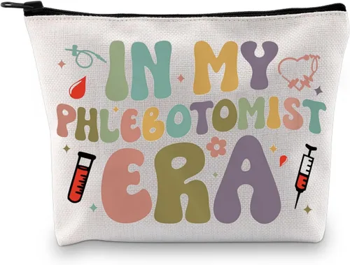 GJTIM Phlebotomy Técnico Enfermera Regalo Hematólogo Médico Tecnólogo Cremallera Bolsa En Mi Flebotomist Era Maquillaje Bolsa, Flebotomist Era