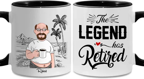 Miniatura 6 de WHIDOBE Taza de jubilación personalizada con texto en inglés "The Legend Has Retirement", taza para mujeres, hombres, papá, mamá, calendario