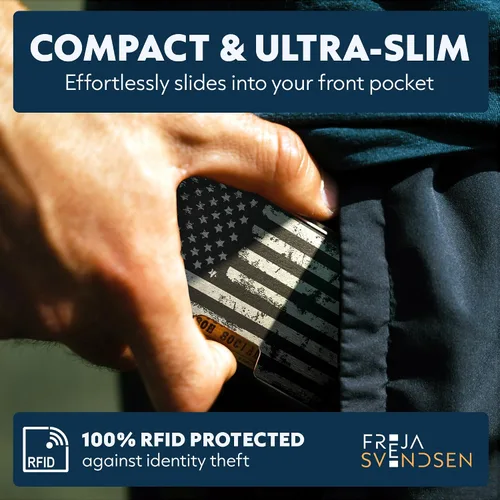 Miniatura 66 de Cartera de aluminio impresa 2.5D para hombres: clip delgado para dinero y tarjetero con barniz selectivo táctil. Bloqueo RFID mejorado, compacto