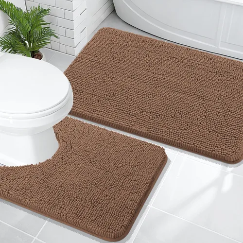 Miniatura 87 de OLANLY Juego de alfombras de baño de 2 piezas, alfombras de baño de chenilla suave y absorbente y alfombra de contorno en forma de U para inodoro
