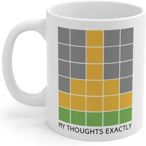 My Thoughts Exactly Middle Finger Wordle Mug – Regalo divertido para los amantes de las palabras – Idea única – Bonita taza de café de 11 onzas