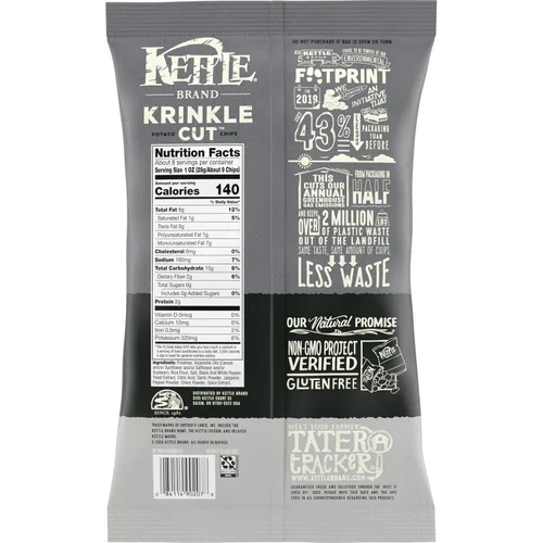 Miniatura 5 de Kettle Brand Krinkle - Patatas fritas con sal y pimienta molida fresca, sin gluten, sin OMG, bolsa de 7.5 onzas
